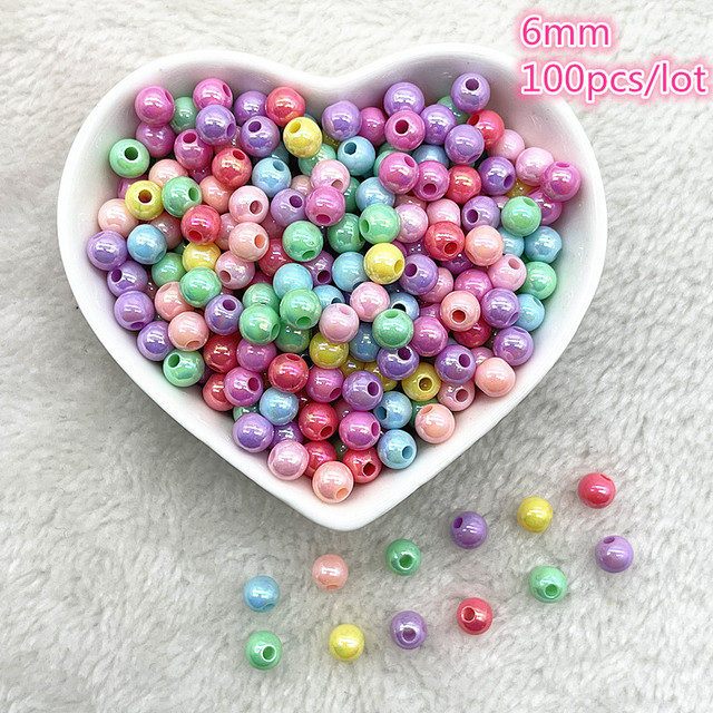 6mm--10mm Color Mixing Round Charms Acrylic Beads Loose Spacer Beads for Jewelry Makeing DIY Handmade Bracelet Accessories