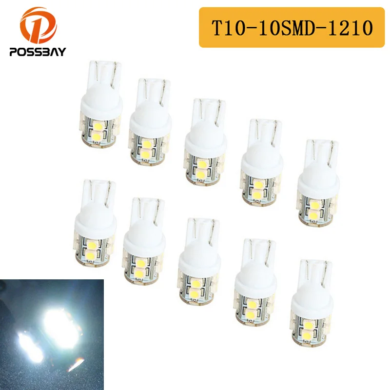 

POSSBAY 10 шт. 10SMD W5W 1210 лампочка для автомобиля