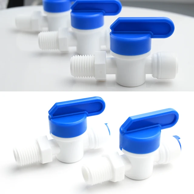 Ro Víz Egyenes Műanyag Gömbszelep 1/4 "Od Tömlő Gyors Csatlakozás 1/4" Férfi Reveser Ozmózis Akvárium Illesztés