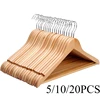 5/10/20Pack Premium Wooden Hangers,Durable Coat Rack with Chrome Swivel Hook for Closet,Retro Solid Wood Hanger for Jackets Suit 1