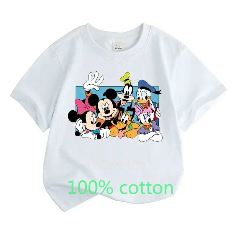 Summer Children Clothes 100%Cotton T-shirt Girls Boys Tops  Mickey Mouse Clubhouse Cartoon Toddler Round Neck Short-sleeved 2
