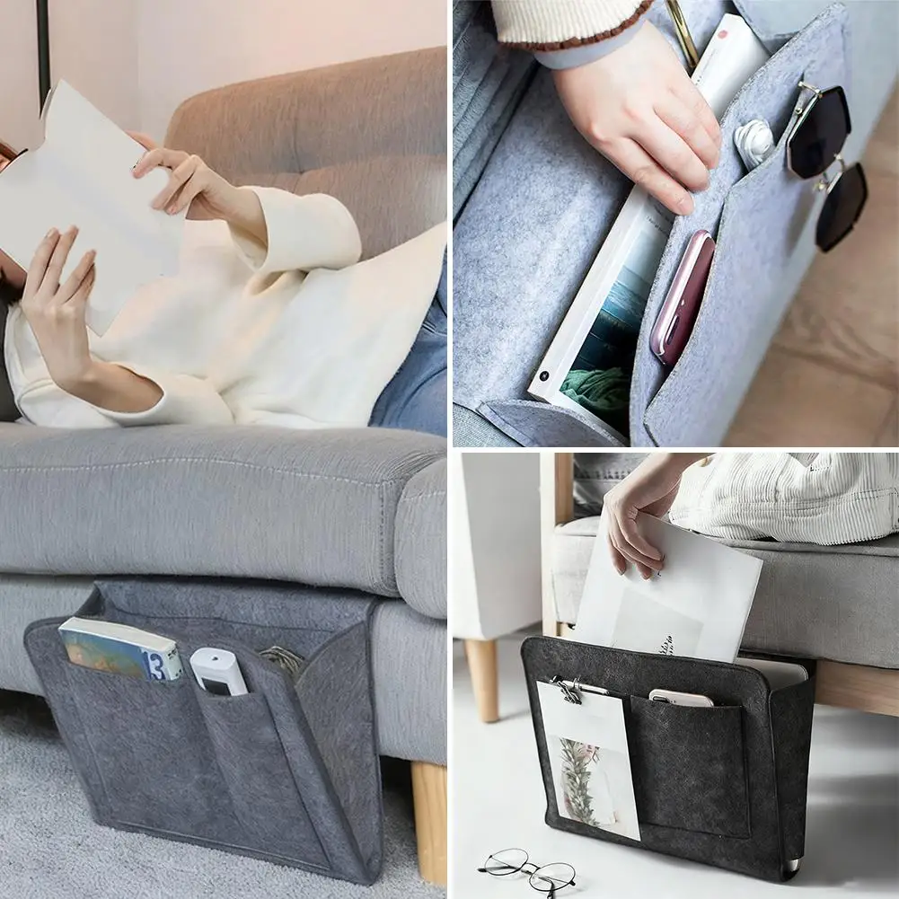 Aufbewahrungstasche aus Filz für Schlafsaal, Bett, Sofa, Schlafzimmer, Teppich, zur Aufbewahrung von CDs, Zeitschriften, Schreibwaren, Notizblöcken, Mobiltelefonen und Kleinigkeiten – Detail 14