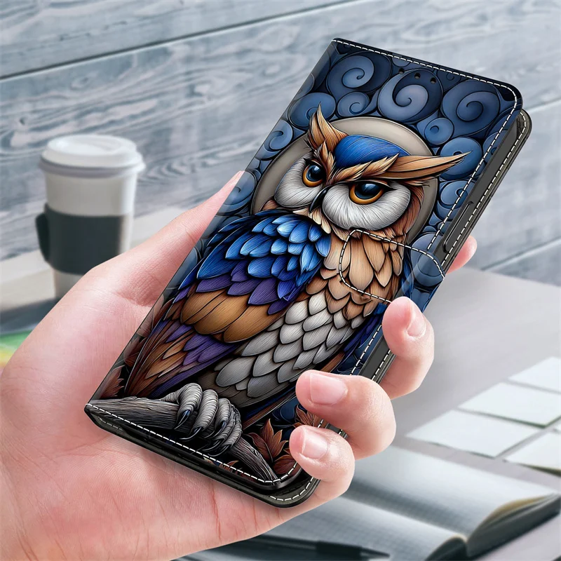 Cute Owl Wallet Leather Phone Case - Stylish Flip Cover