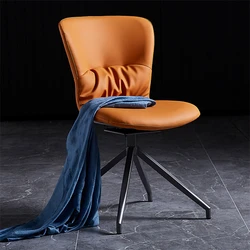 Sillas giratorias de cuero nórdico para sala de estar, silla moderna minimalista para el hogar, escritorio frontal, maquillaje, estudio, cafetería, ocio, respaldo