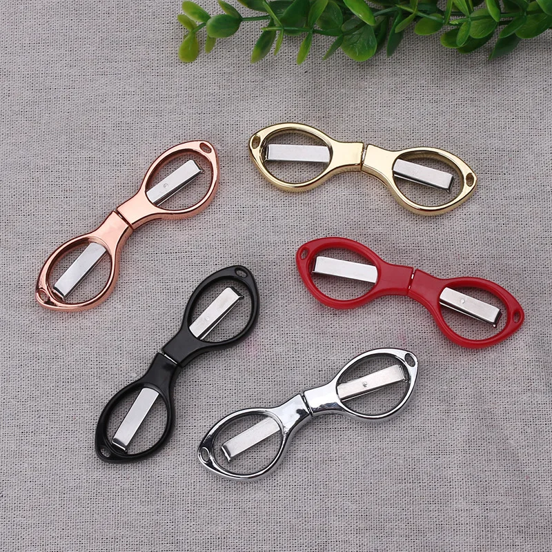 Simple Portable Folding Scissors Solid Color Glasses Shape Paper Cutters Students Handmade DIY Tools School Office Supplies 1pcs - Image 2