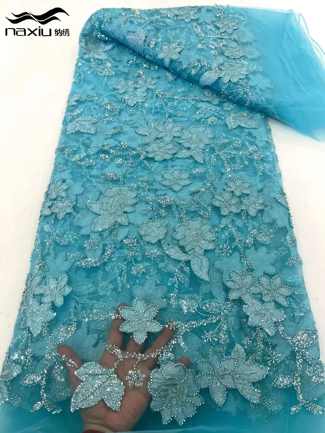 

Madison-African Beaded Groom Lace Fabric for Wedding Dress, Nigerian and French Sequins, High Quality Material, 2024