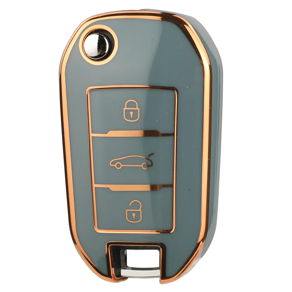 Premium 3-Button Flip Soft TPU Car Key Case Cover