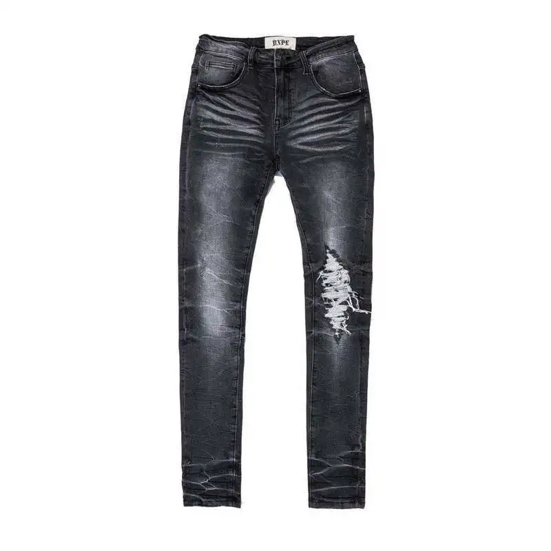 

Men's Knee Ripped Jeans Damage Wrinkle High Street Fashion Y2k Men's Pants High Quality