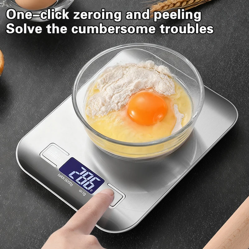 ميزان إلكتروني للمطبخ عالي الدقة بشاشة LED 10 كجم 1 جرام من الفولاذ المقاوم للصدأ أداة وزن الطعام والمجوهرات المنزلية