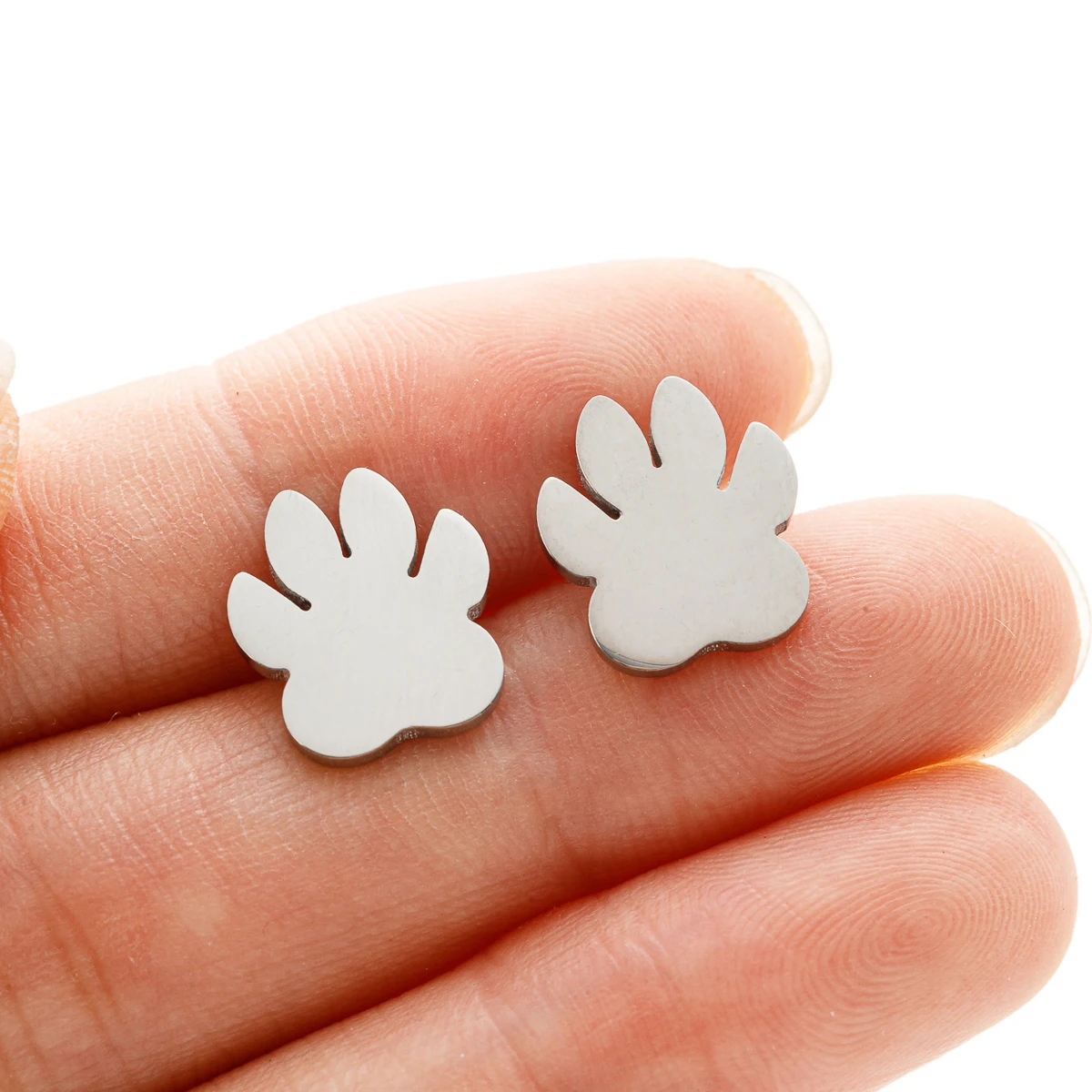 Winzige Hund und Katze Pfote Piercing Ohr stecker für Frauen Edelstahl Welpen niedlichen Ohrringe Schmuck Zubehör Pircing Oreja – Detail 4