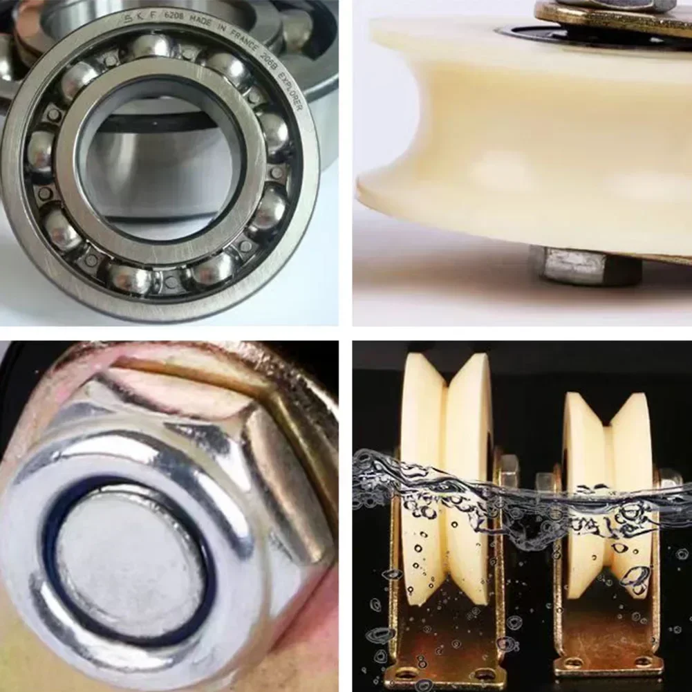 Grooved Rollers Track Wheel Bearing Pulley Stainless Steel V Shaped Sliding Door Roller Plating Color Home Hardware Rigid Caster