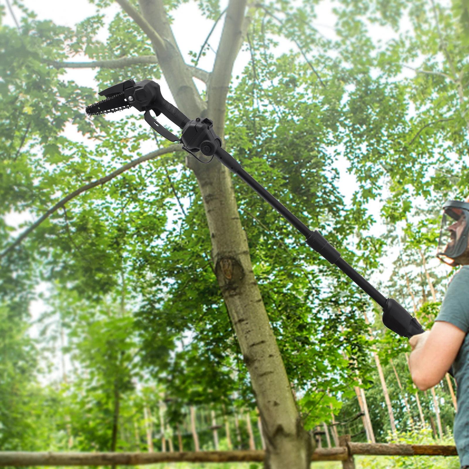 Electric Chainsaw 21V Lithium Battery Telescopic Cordless Pole Chain Saw 550W