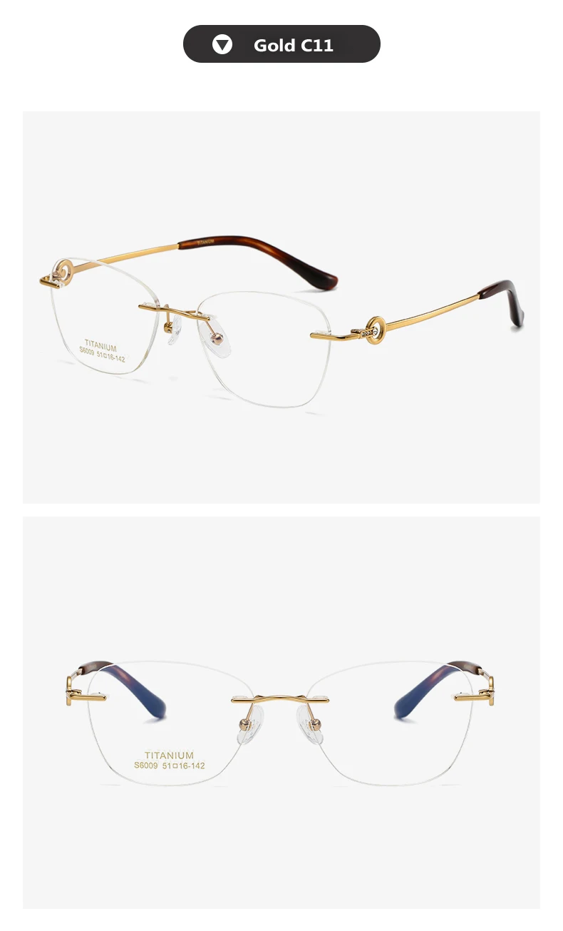 Oveliness Women's Rimless Oval Cat Eye Titanium Eyeglasses 13