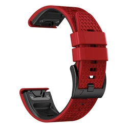 Enhanced QuickFit Silicone Watch Band - Durable Strap with Bracelet Accessories - 26mm Fenix 7X 7Xpro (Red black)