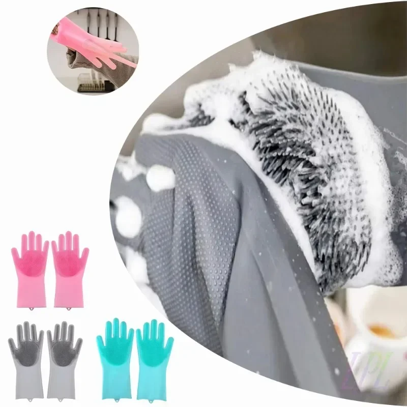 Silikon-Geschirrspülhandschuhe mit umweltfreundlichem Mehrzweck für die Reinigung von Haustieren, Bades und Autos, wasserdichte Küchenreinigungswerkzeuge – Detail 1