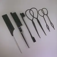 Ensemble de boucles de coiffure pour tout-petits, Topsy Rat Pony Tail Edge Peigne, Outils, Brosse à bord tressé, Accessoires de coiffure pour enfants, Femmes, Bol 2