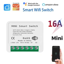 

Tuya 16A Wifi Mini DIY Smart Switch Module 2 Way Smart Life App Light Timer Wifi Remote Control Alexa Google Home Voice Control