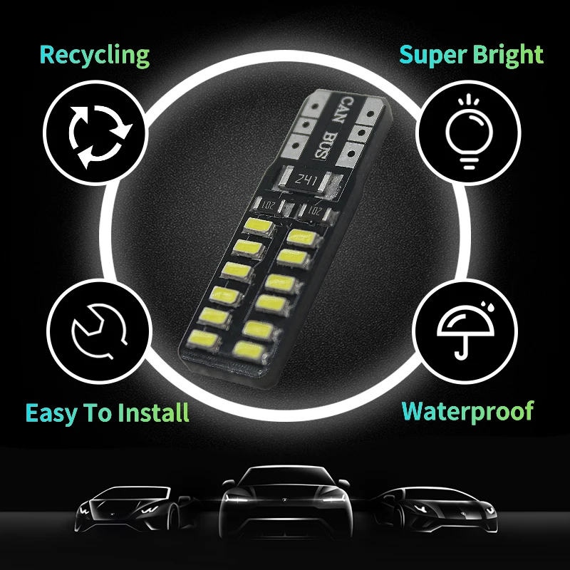 CANBUS T10 24SMD LED ڵ ,  , 3014 12V, ſ  Ŭ,   , ǳ ܺ , 10 