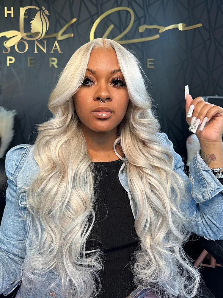 Colored Platinum Ash Blonde White 13X6 Transparent Lace