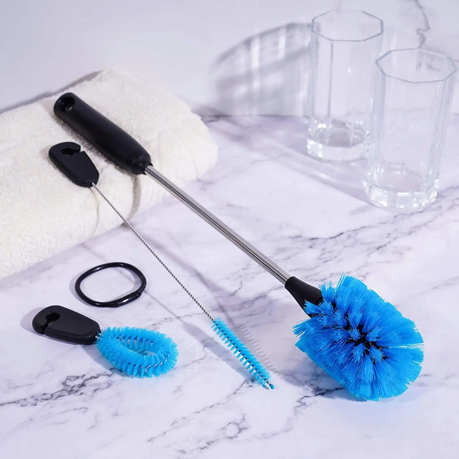 Stainless Steel Water Bottle Cleaning Brush Set Long Handle Bottle Cleaner Set Built for Narrow Neck Bottles 5