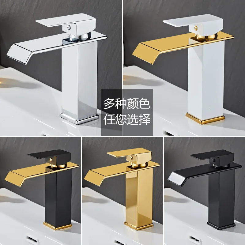 

Bathroom Basin Faucet Waterfall Deck Mounted Cold Hot Mixer Tap Wash Sink Single Handle Single Hole Faucet for Bathroom Hardware