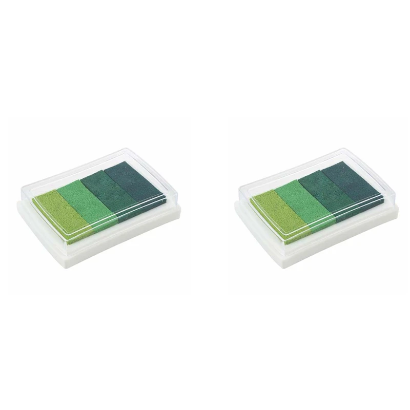 

2X Inkpad Craft Multi Gradient Green 4 Colors Ink Stamp Pad Oil Based