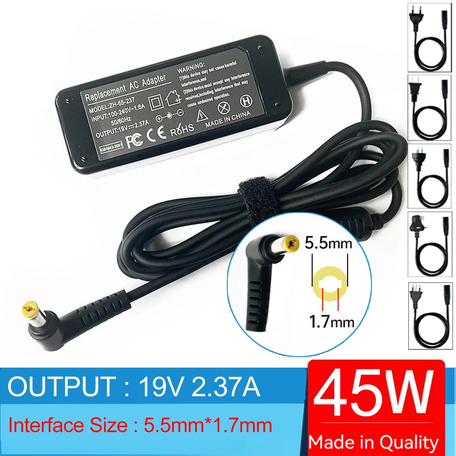 FLGAN 45W Cargador Para Acer Aspire (Conector 3.0*1.0mm) – Compatible Con A315, A515, EX215 Y Más