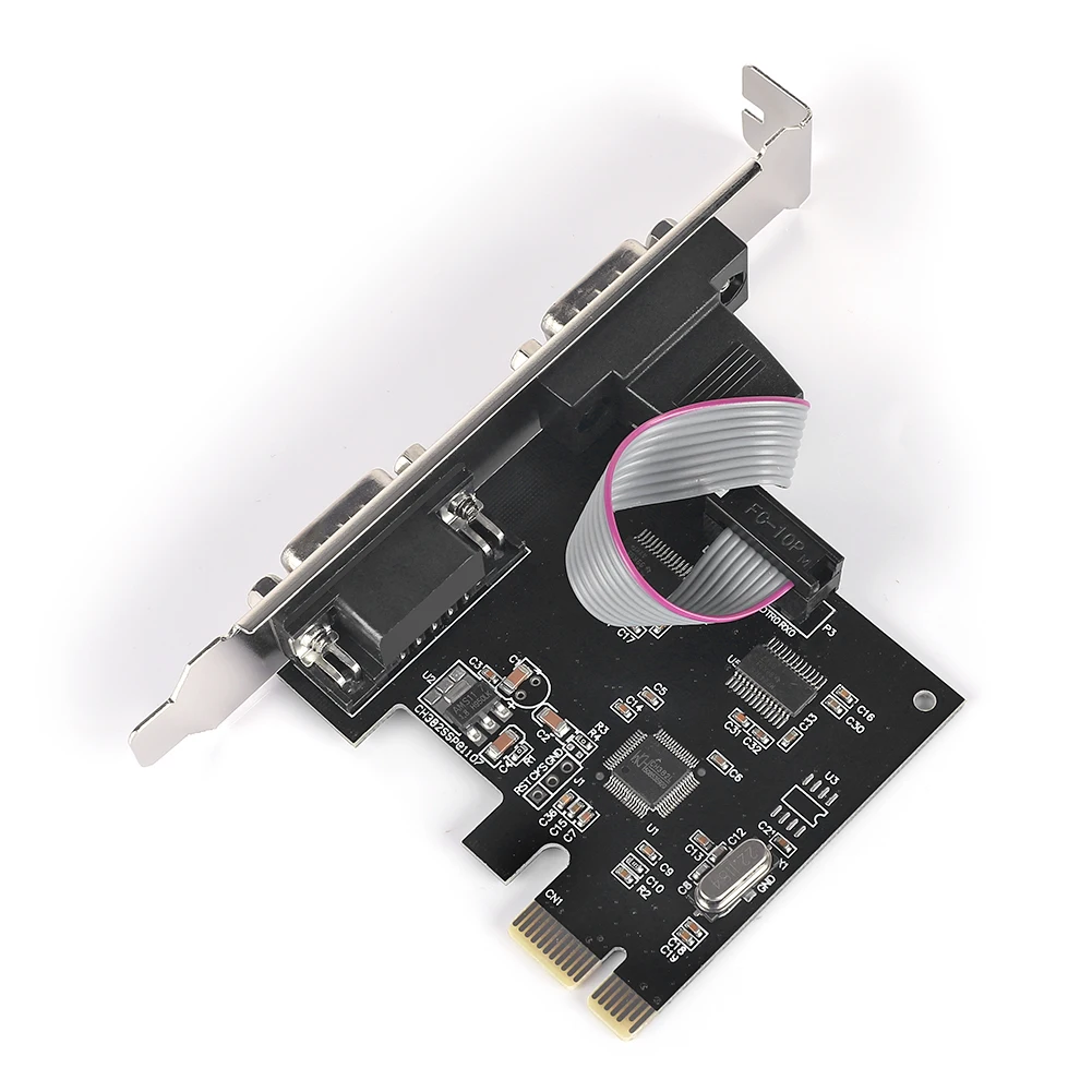 PCIe Serial Expansion Card PCI-Express to 2 Serial Ports COM Adapter for Windows