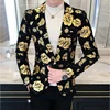 2024 Four Seasons Men Hot Stamping Floral Fashion Handsome Printed Business Casual Suit Korean Version Slim-fit Suit  Blazer 1