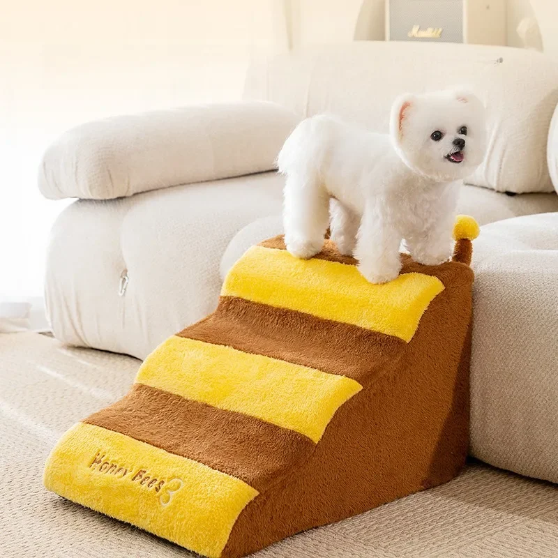 Pet Stairs for Dog Bees Cute Pets Climbing Stairs Sofa Staircase Cartoon Dog Ladder for Old Pet Supplies