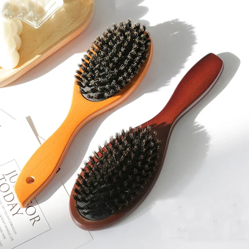 

Hair Brush Wood Handle Boar Bristle Beard Comb Styling Tool Bristle Hair Dust Brushes Men Beard Comb Broken Hair Cleaning Tools