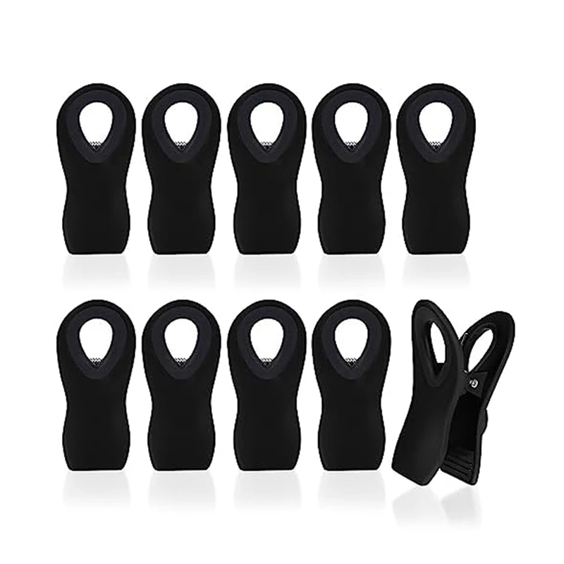 

10 PCS Magnetic Chip Clips Black Tight Sealing Bag Clips For Food Packages,Chip Bag Clip And Kitchen Storage