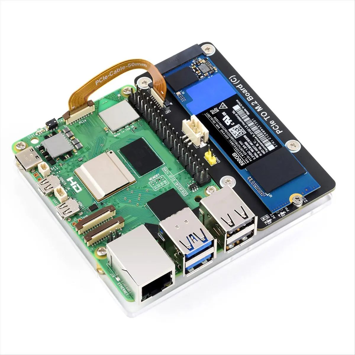 Giftnew For RPi 5 PCIE-M.2 어댑터 보드, 라즈베리 파이 5 PCIE-M.2 NVMe 2230/2242/2260/2280 SSD 확장 보드