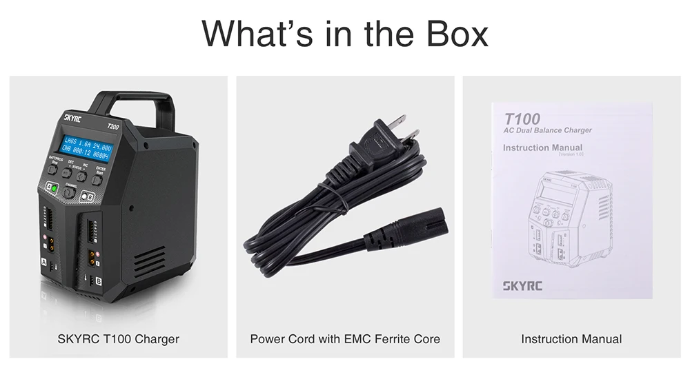 Chargeur RC T100 1S/2S LiPo/Li-ion 100W USB-C