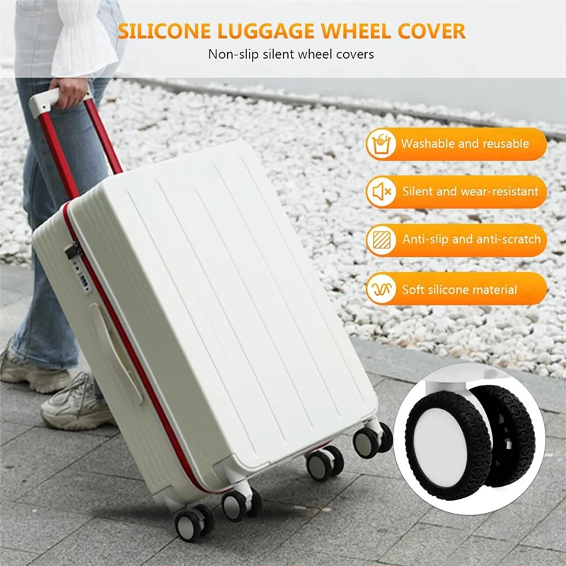 A88K-8Pcs Suitcases Wheel Covers,Silicone Luggage Compartment Wheel Cover For Most 8 Spinner Wheels
