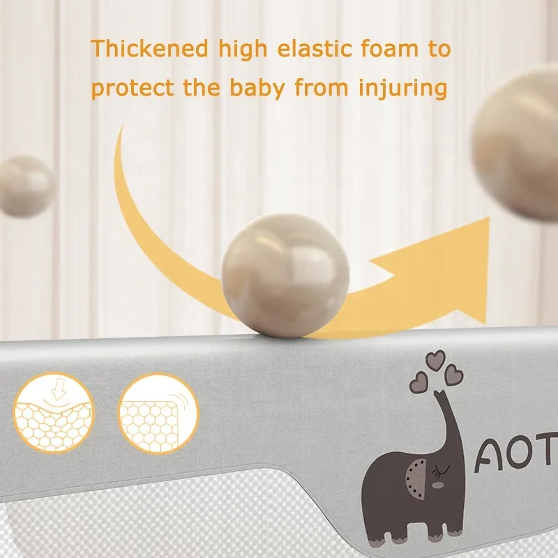 Baby Bed Guard Rails Fence Foldable Bumper Anti-falling Elegant Fence Protect Baby Falling from Bed