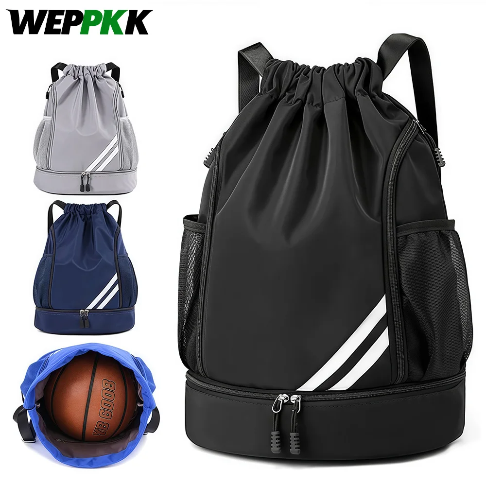 1Pcs Sports Gym Bag Drawstring Backpack with Two Water Bottle