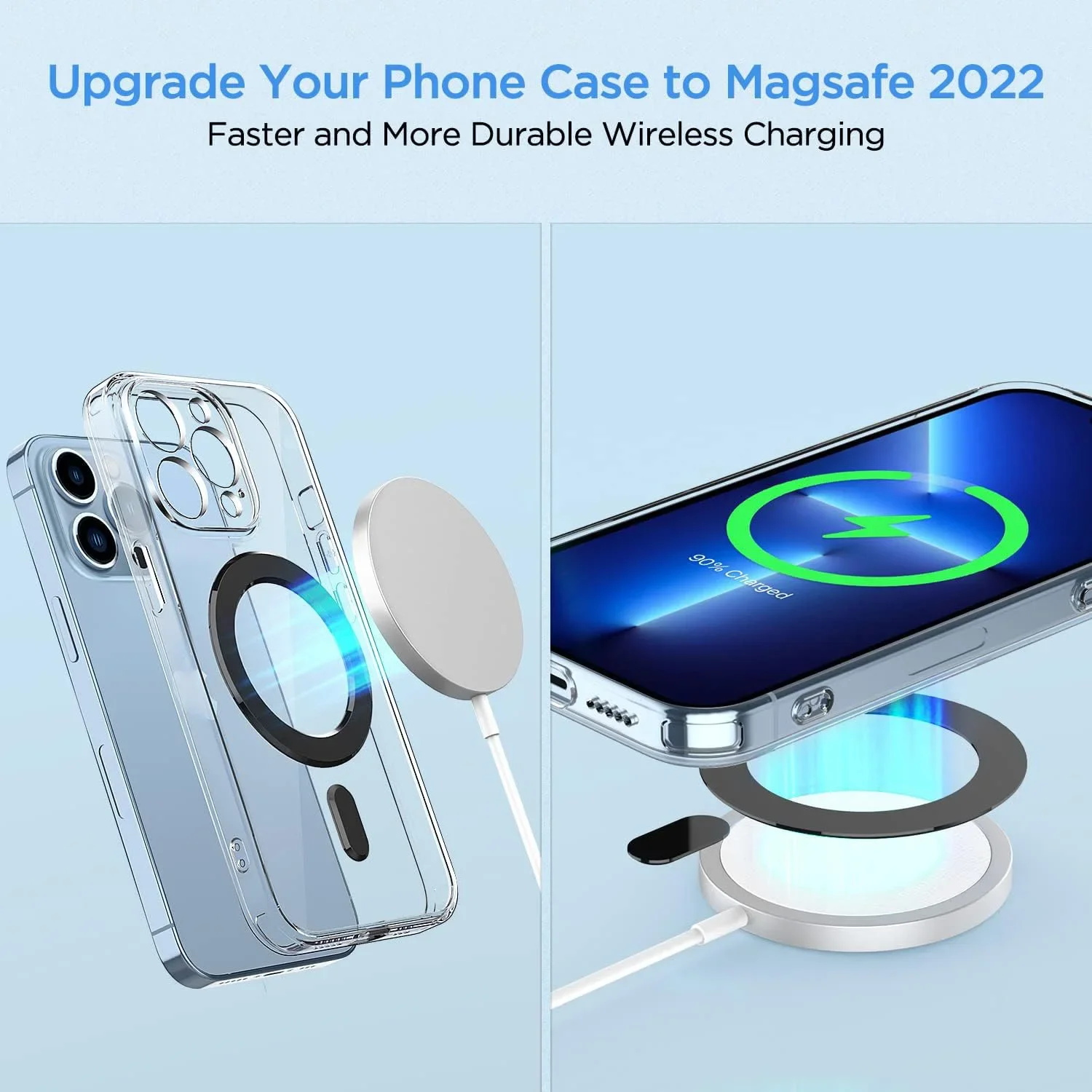 Universal Magnetic Ring Sticker for Wireless Charging and Car Holder, 2-in-1 Magnet Ring