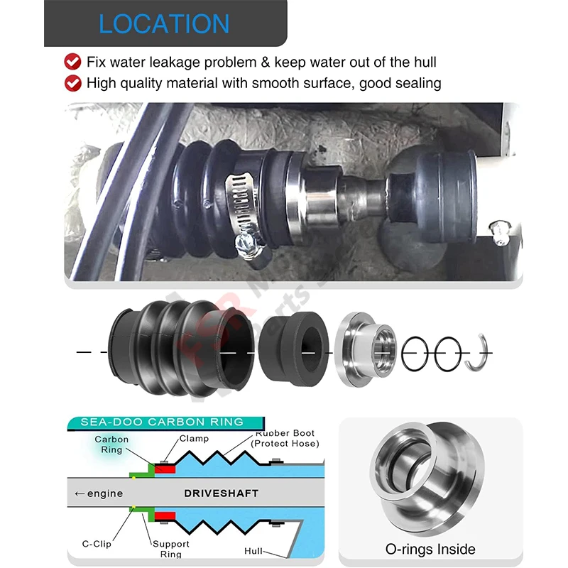 Jetski For Sea Doo Carbon Seal Drive Line Rebuild Kit 717 720 787 800 951 SPX XP GTX GSX 272000042 272-000-041 Water scooter