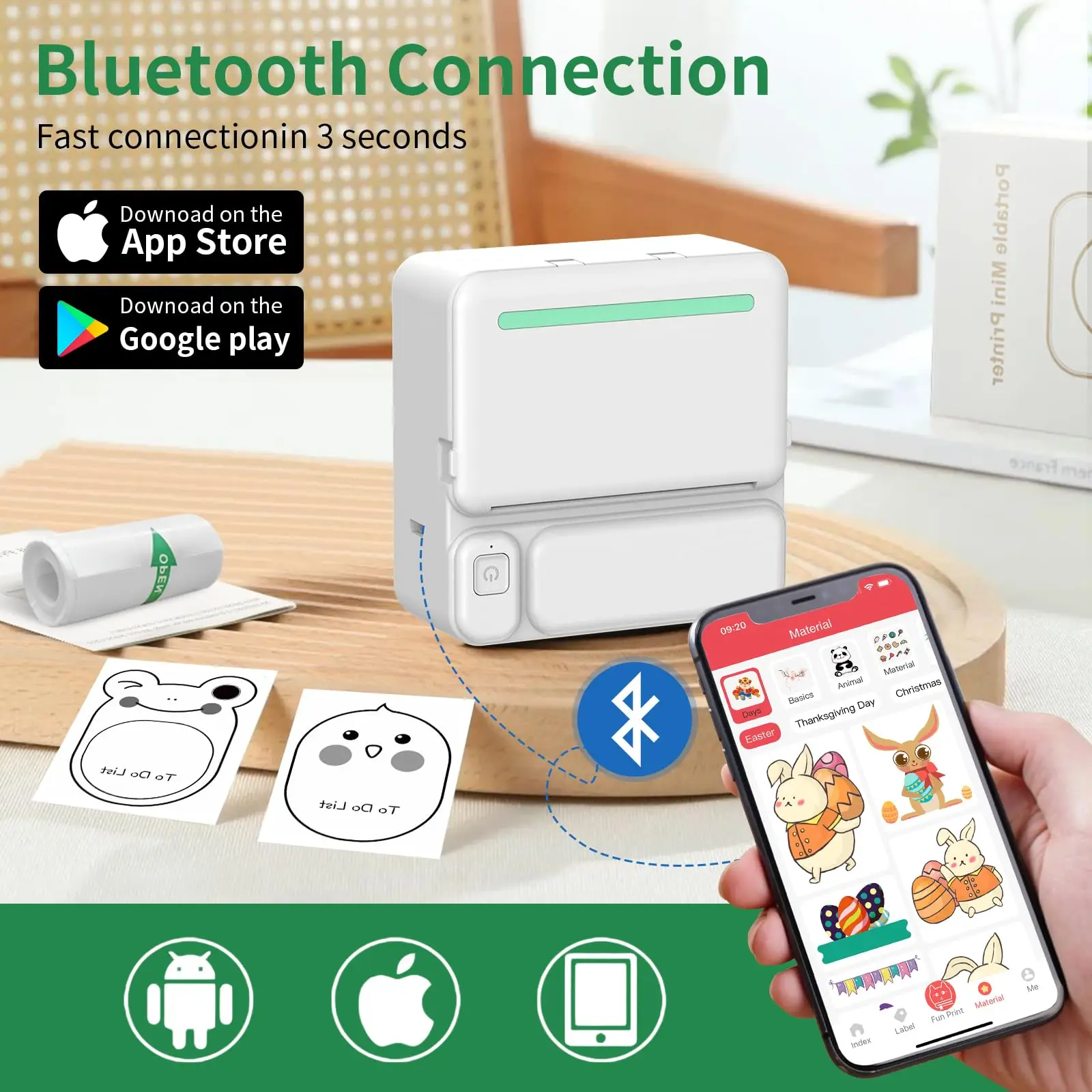 미니 휴대용 프린터 무선 블루투스 DIY Paiting 학습 잘못된 질문 웹 페이지 인쇄 HD 업그레이드 된 그림 키즈 메이커