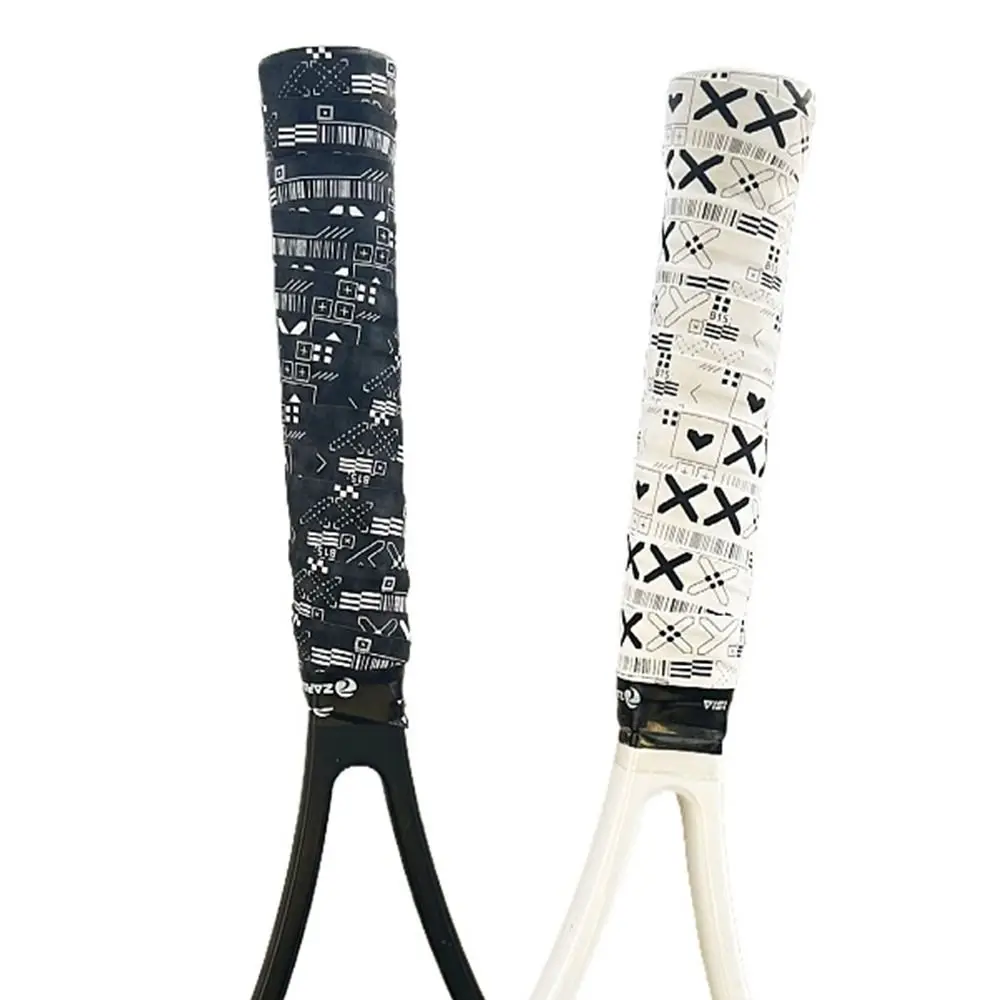 Durable Black White Badminton Racket Overgrips Printing Matte Tennis Racquet Sweatband Shock Absorption Self-adhesive Over Grips
