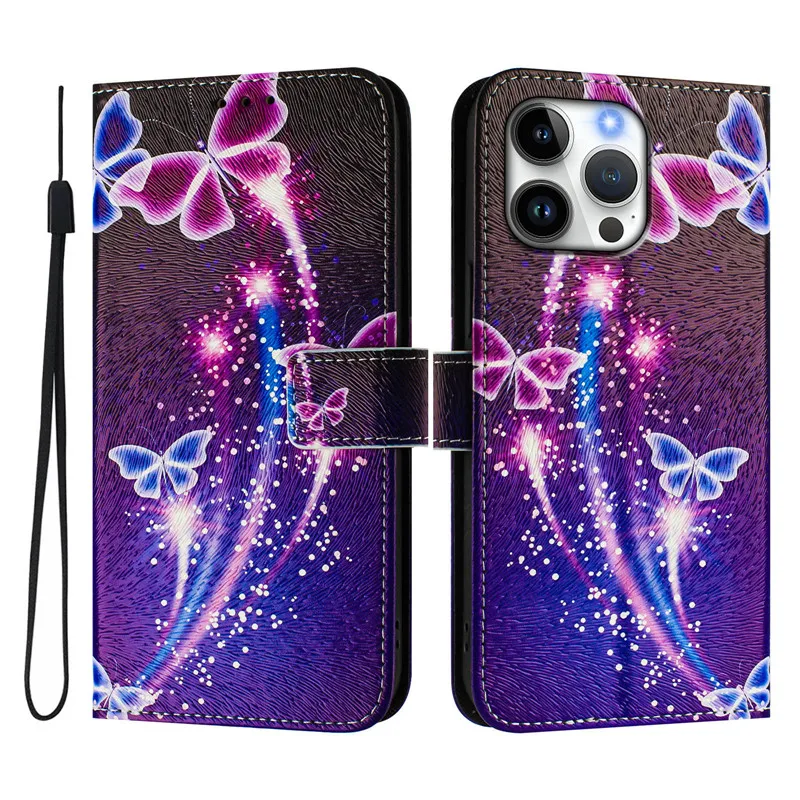 Luxury Flip Leather Case with Floral Design and Wallet Feature