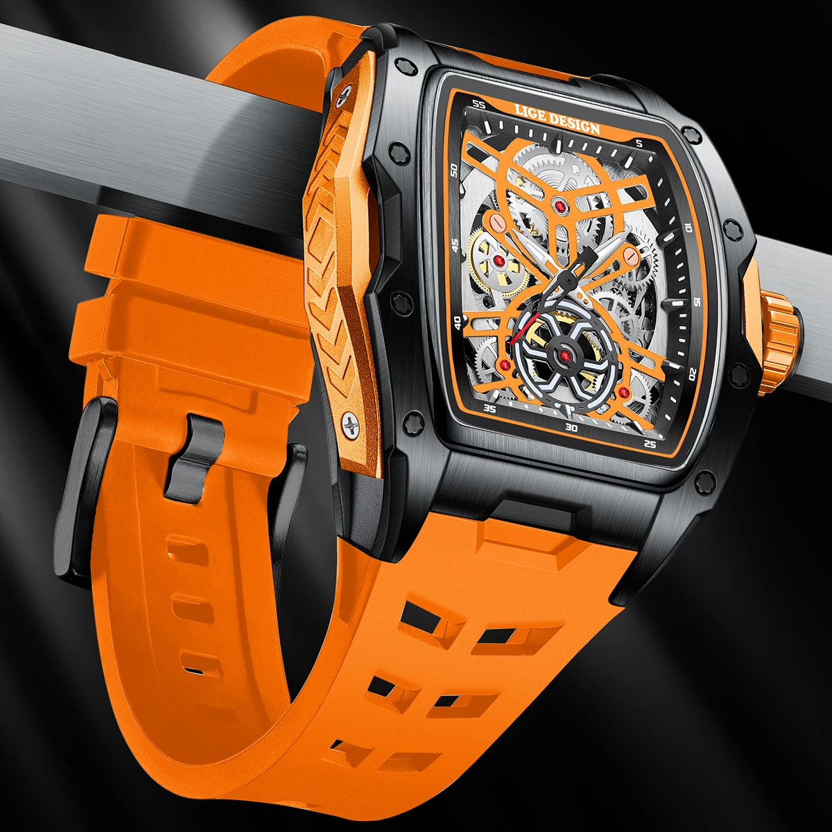 LIGE New Watches Mens Skeleton Mechanical Automatic Watch Top Brand Luxury Luminous 30M Waterproof Watch For Men reloj hombre - 6