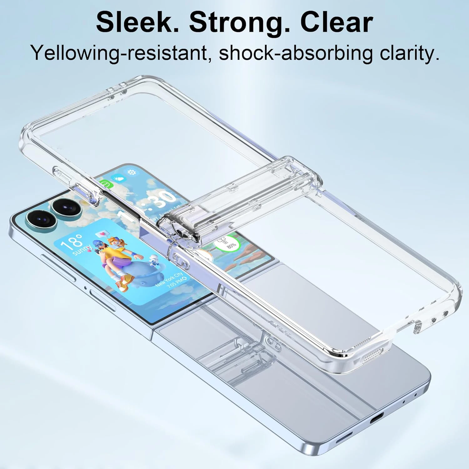 Hinge Protection Hard PC Phone Case with Tempered Glass Screen Protectors