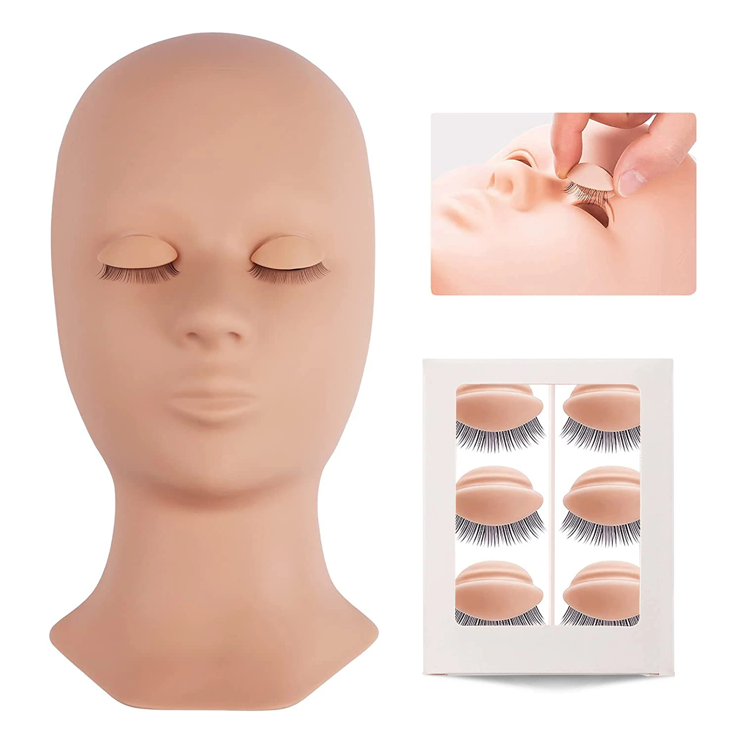 Lash Mannequin Head Eyelash Extension Training kit Replacement Eyelids