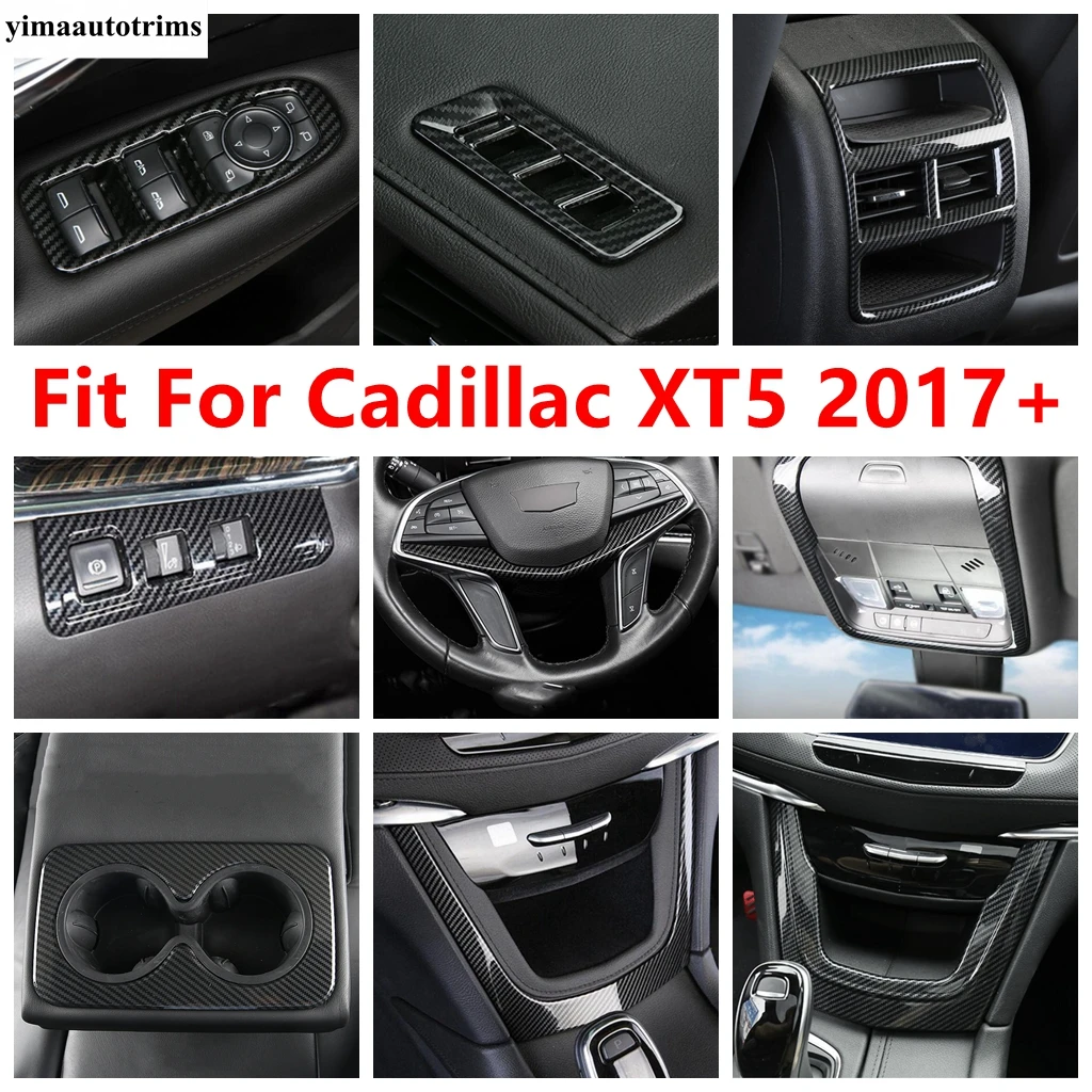 

Window Lift / Water Cup Holder / Reading Light Lamp / AC Air Cover Trim Carbon Fiber Accessories For Cadillac XT5 2017 - 2022
