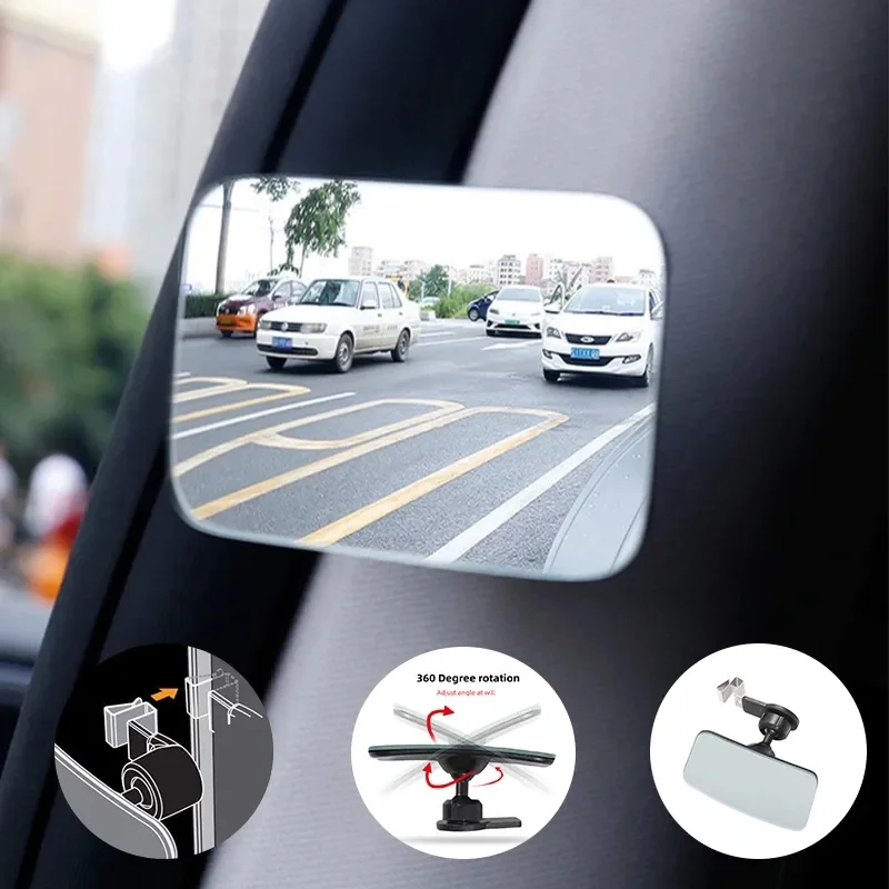 Universal Car Interior Blind Spot Mirror WideAngle 360° Adjustable HD