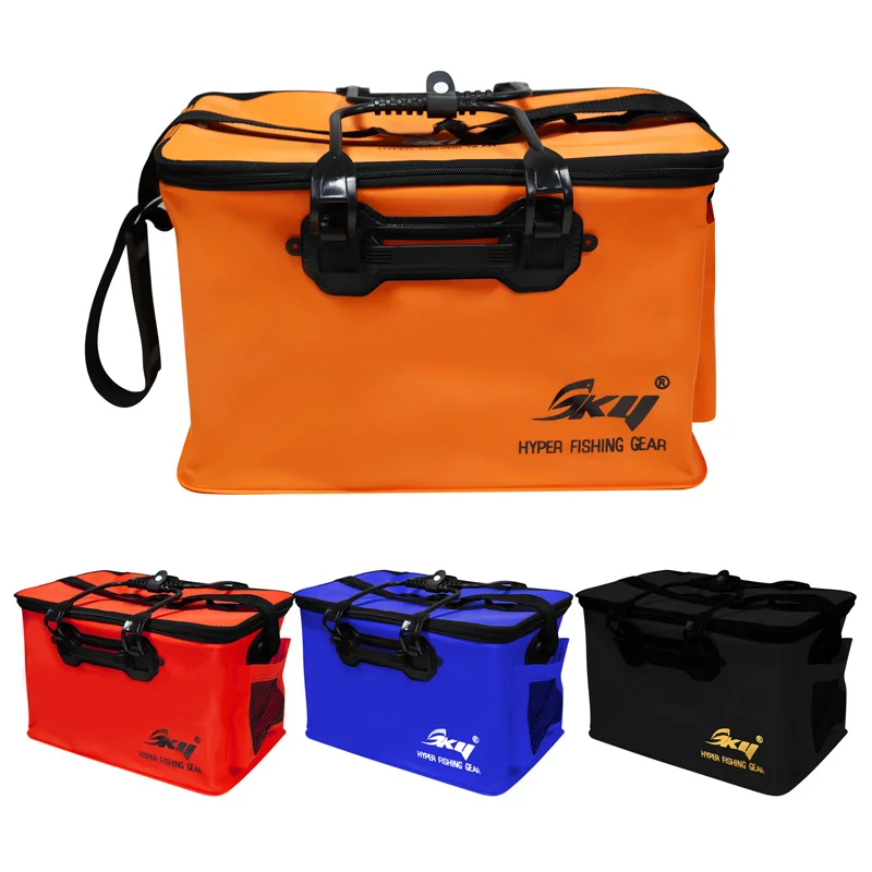 SKY Foldable Fishing Live Fish Bag Multi-functional Waterproof Large Capacity Tackle Storage Bag Thickened Bucket Bait Bags