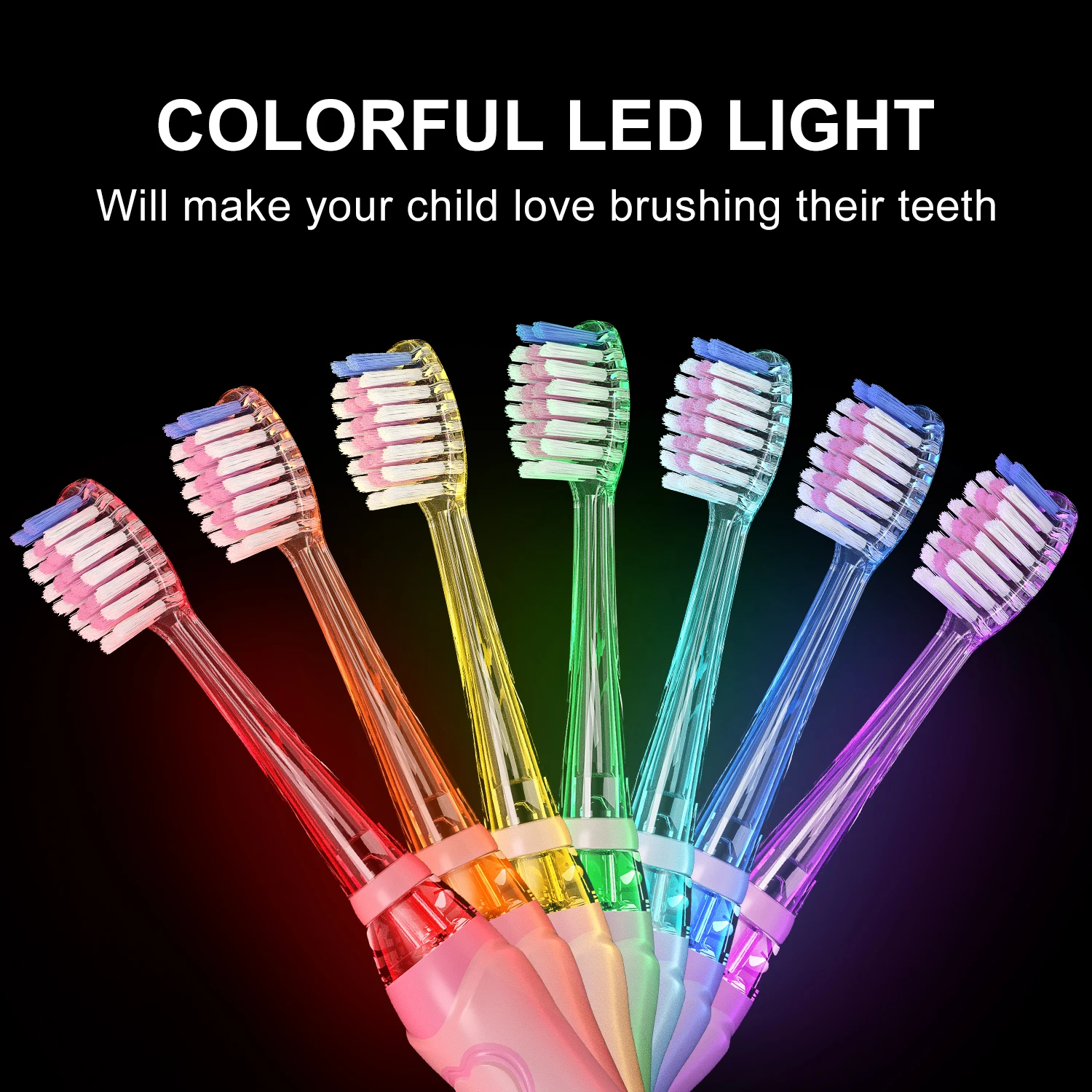 SEAGO Kids Electric Toothbrush Battery with Colorful LED Waterproof Sonic Brush Soft Bristles Teeth Cleaning Oral Care