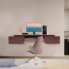 Floating Desk with Pull Out Drawer, Wall Mounted Laptop Computer Write Study Table Multifunctional Workstation Office Organizer 5
